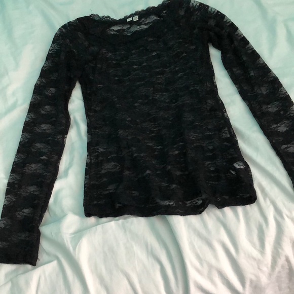 Other - Sheer black lace long sleeve